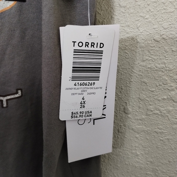 Torrid Journey Relaxed Fit Cotton Yoke Slash Band Tee Size 4X - Picture 6 of 7